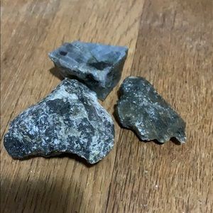 Three pieces of labradorite from Labrador, Canada